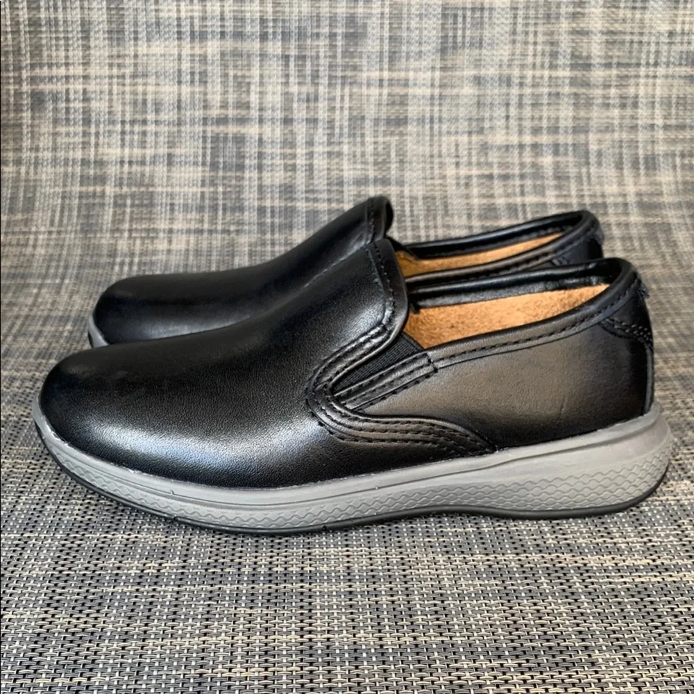 Florsheim Boys Great Lakes Jr. Plain Black Leather Slip-On Dress Shoes Size 10